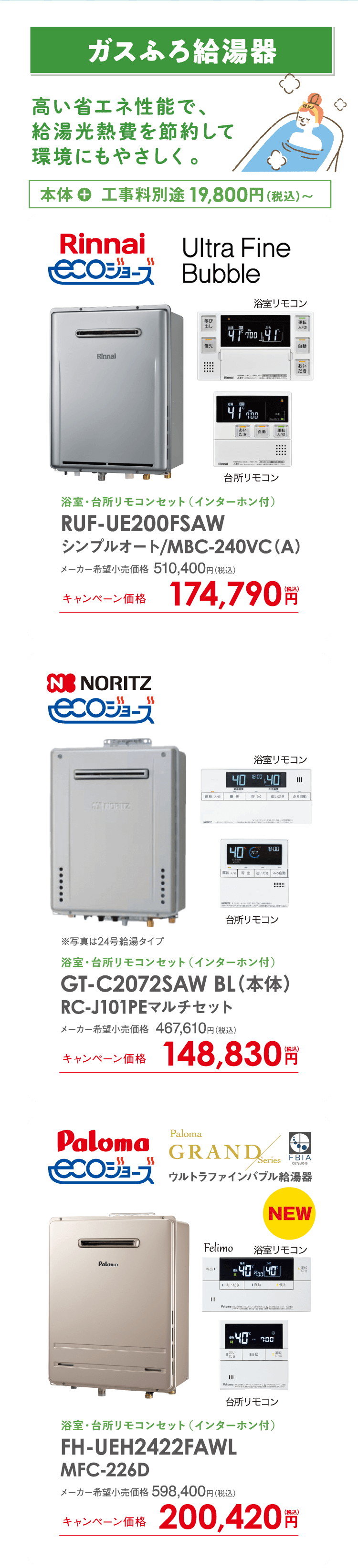 ガスふろ給湯器